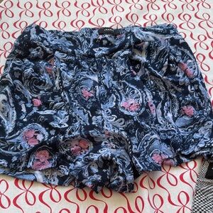 torrid Navy Floral Elastic-Waist Shorts with Pink Accents